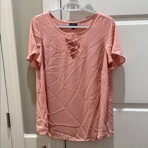 Torrid Blush Lace-Up Blouse